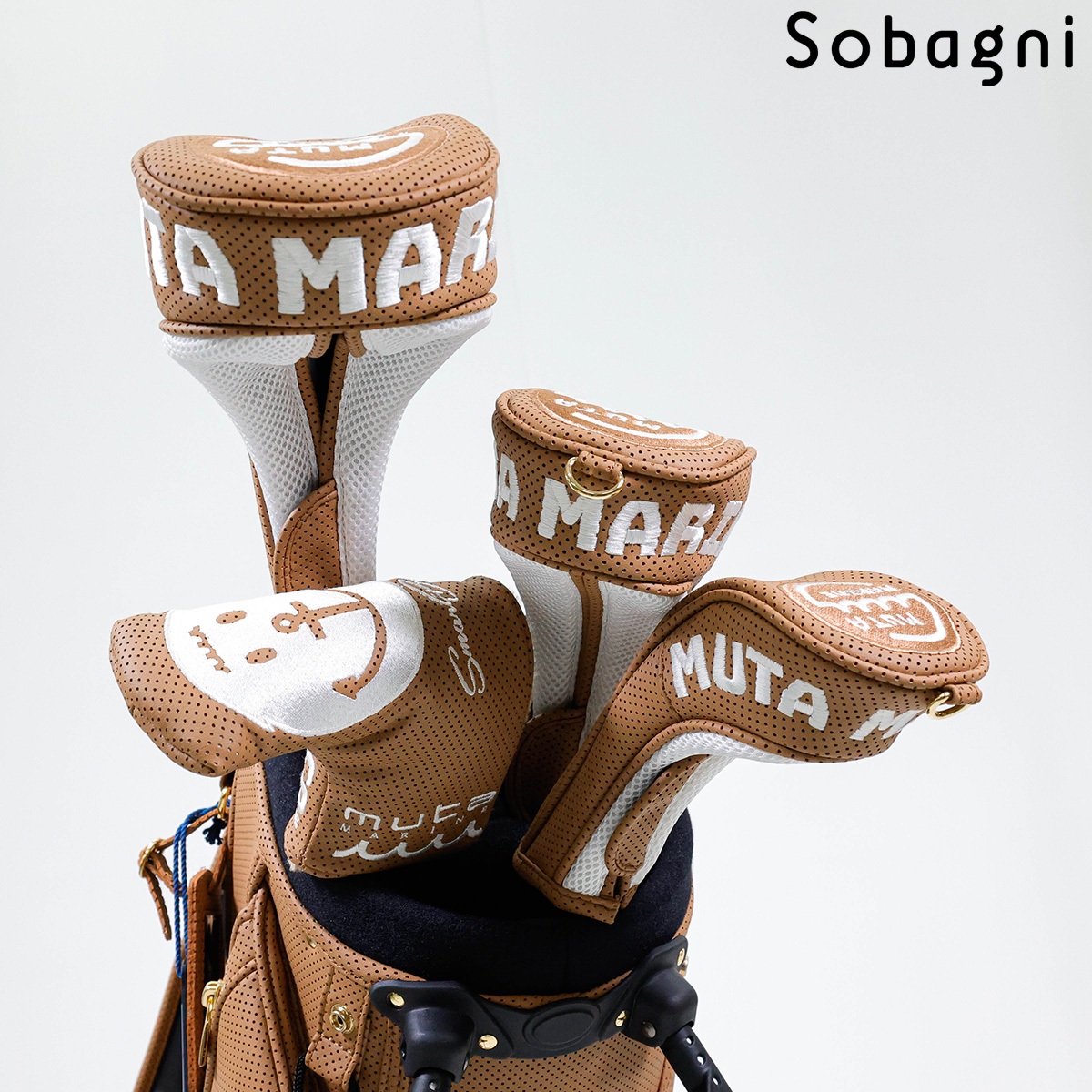 【完売】 sobangi muta ムータ UT用 continua ムータマリン mutamarine ムータマリンゴルフ mutamarine  golf ヘッドカバー ユーティリティ ゴルフ パンチングレザー メンズ レディース ユニセックス ホワイト ブラウン ブラック グレー 