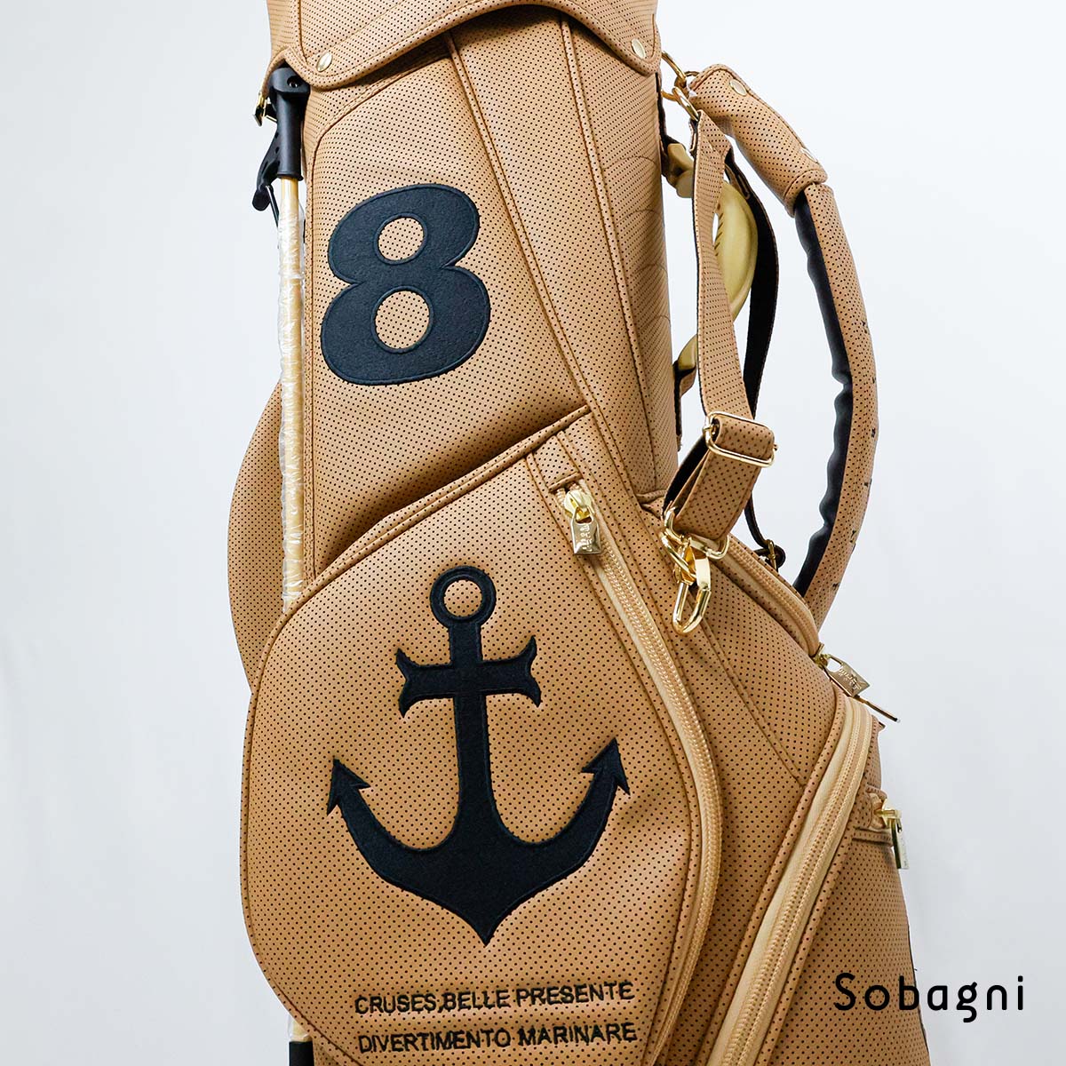 muta marine ムータ 8.5インチパンチングレザースタンドキャディバッグ ゴルフ GOLF continua 国産エシカルレザー メンズ レディース 防水 撥水 おしゃれ ヴィーガンレザー 合皮 ブラック グレー ブラウン ホワイト クリスマス