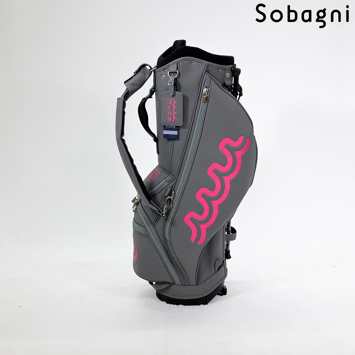 Sobagni muta ムータ 8.5inch continua ムータマリン mutamarine ムータマリンゴルフ mutamarine  golf キャディバッグ スタンド ゴルフ パンチングレザー メンズ レディース ユニセックス ホワイト ブラウン ブラック グレー  国産エシカルレザー