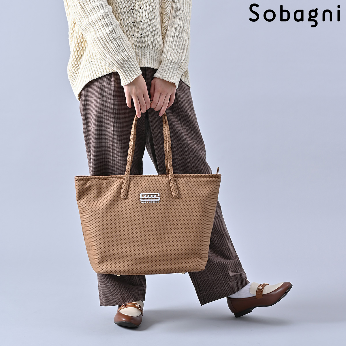 【完売】 Sobagni muta ムータ ムータマリン mutamarine continua トートバッグ Mサイズ パンチングレザー メンズ  レディース ユニセックス ホワイト ブラウン ブラック 国産エシカルレザー フェイクレザー 高耐久 撥水 防水 防汚 ポリカーボネート 加水分解しない  